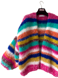 cropped oversized handknit cardigan mutlicolor striped