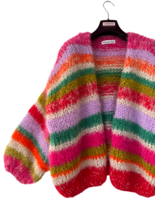 oversized handknit cardigan mutlicolor striped