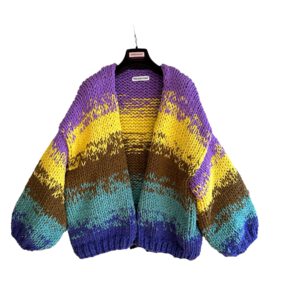 vegan knitwear paars geel vest gebreid
