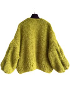 lime groen mohair damesvest oversized met knoopsluiting