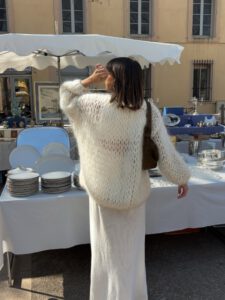 Grof gebreid offwhite mohair vest oversized model