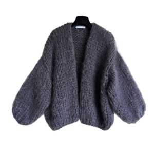 grijs mohair damesvest met oversized fit