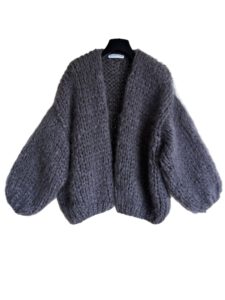 grijs mohair damesvest met oversized fit