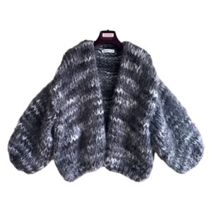 Oversized mohair alpaca vest zwart grijs wit