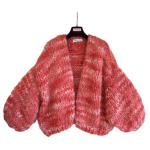 Oversized mohair vest perzik koraal wit