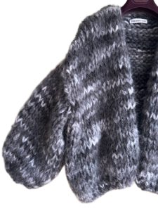 gebreid damesvest mohair zwart wit