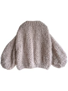 Grof gebreid beige vest kort model in alpaca
