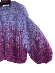 Grof gebreid paars burgundy ombre vest mohair kort model