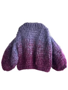 Grof gebreid paars burgundy ombre vest mohair kort model