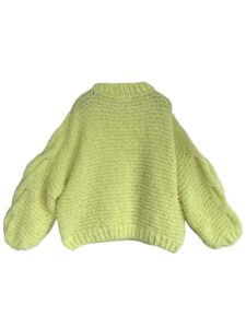 Oversized mohair sweater met kabels in geel