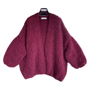 Stijlvol burgundy gebreid damesvest – oversized pasvorm
