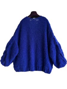 Stijlvol indigo blauw gebreid damesvest – oversized pasvorm