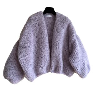 Hand gebreid damesvest in lila Maison Osé