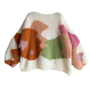 Hand gebreide boothals sweater Kyle van zachte merino – oversized & kriebelvrij