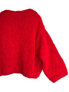 Hand gebreid oversized damesvest in rode mohair Jade