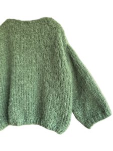 hand gebreid vest spirulina groen Jade Maison ose