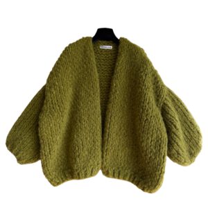 grof gebreid vest Cocoon in olijfgroen