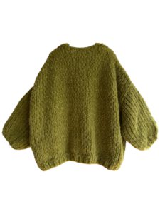 grof gebreid oversized vest Cocoon in olijfgroen Maison Osé