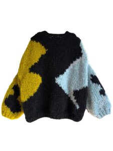 Mohair cardigan in camo style met zwart mint en groen